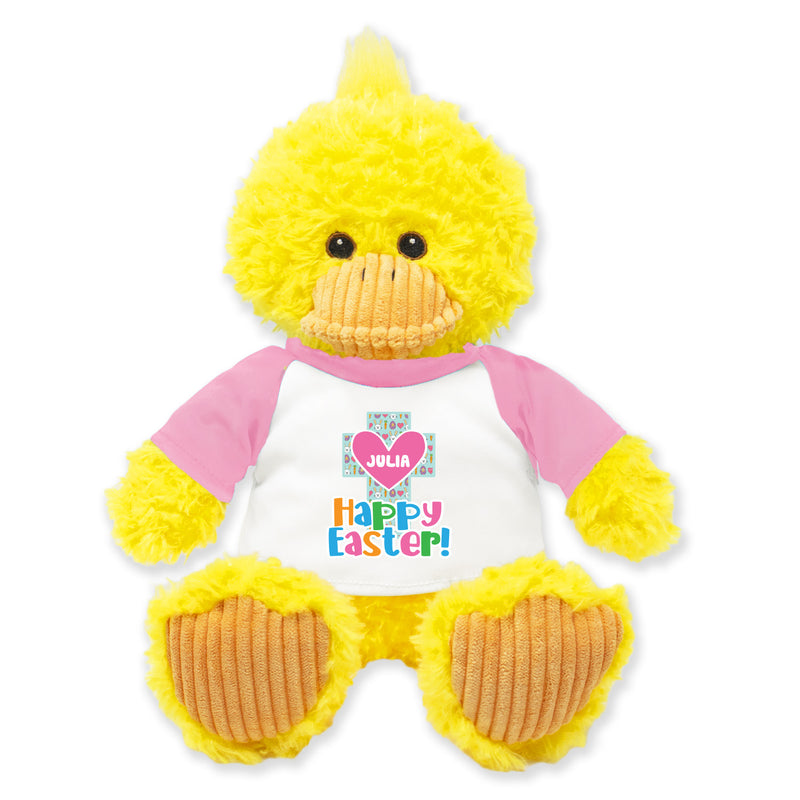 9" Easter Duck (Soft Pink Tee) • Personalized Easter Edition