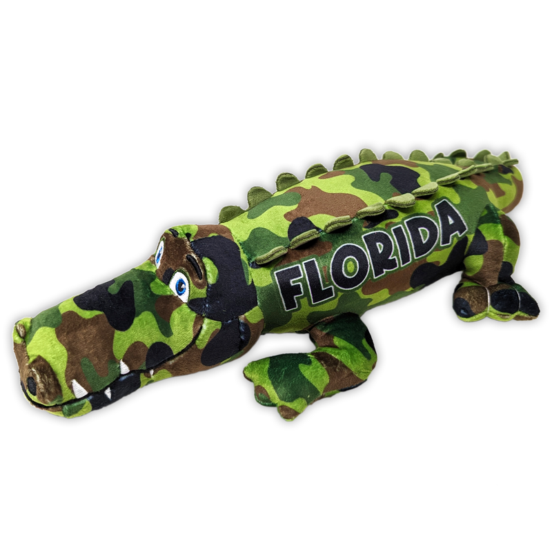 Squishy Laying Florida Green Camo Plush Gators - 2 sizes