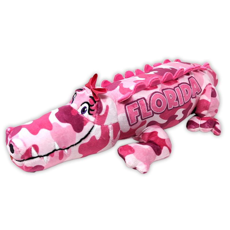 Squishy Laying Florida Pink Camo Plush Gators - 2 sizes