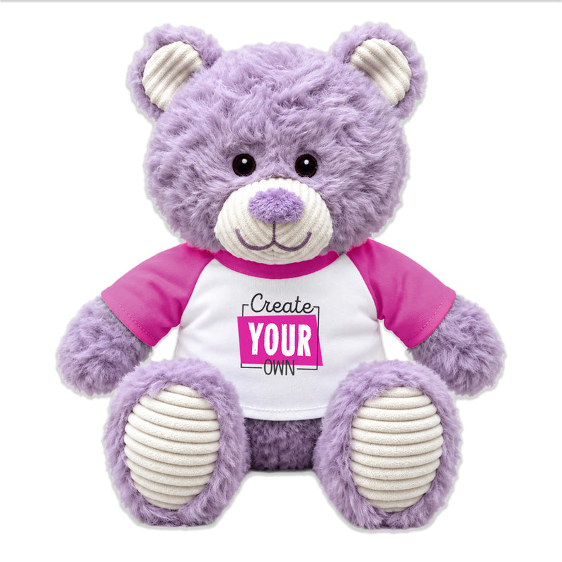 9" Eco Friendly Create Your Own Purple Teddy Bear – Personalized Plush with Custom Shirt