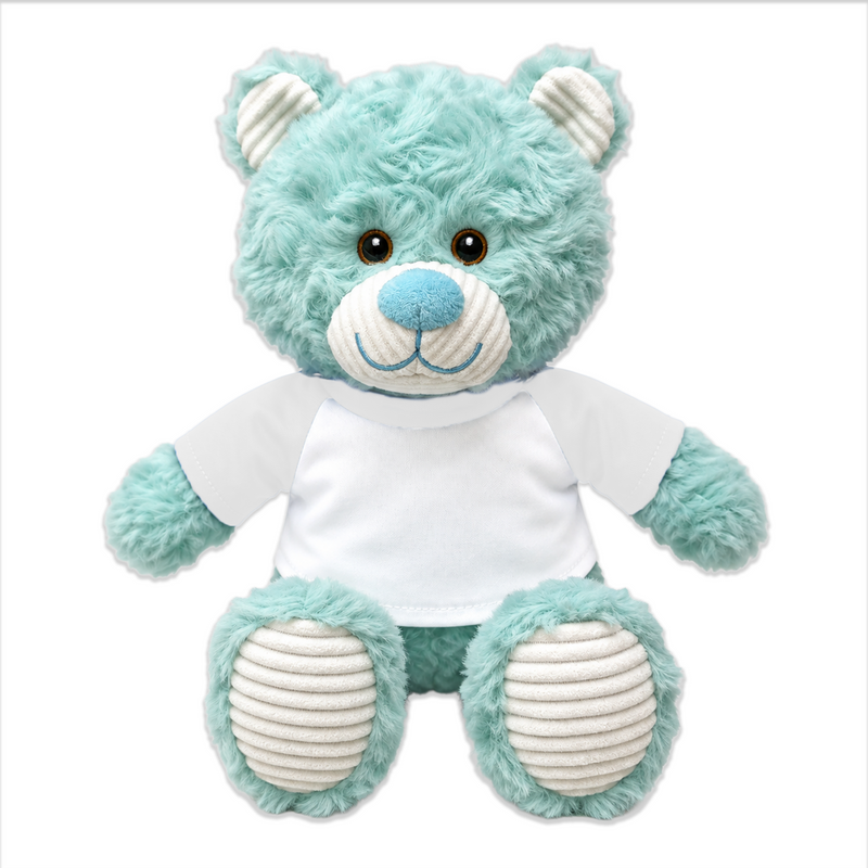 9" Eco Friendly Create Your Own Teal Teddy Bear – Personalized Plush with Custom Shirt