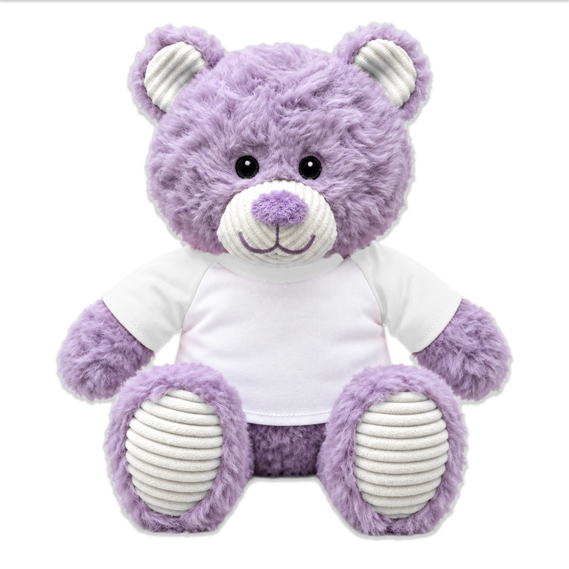 9" Eco Friendly Create Your Own Purple Teddy Bear – Personalized Plush with Custom Shirt