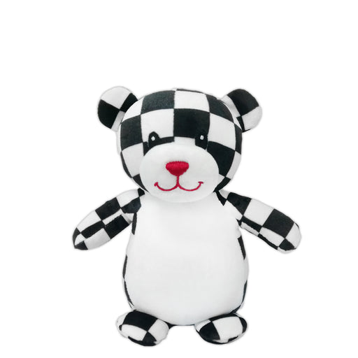 Squishy Checkered Teddy Bear Plush Sitting 6" Tall