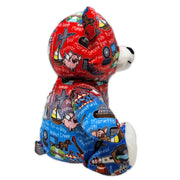 Side view of teddy bear plush with Ohio map print