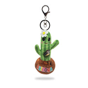 Front view of cactus plush keychain with Arizona base