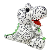 Side view of dinosaur plush stuffed animal with sketch design
