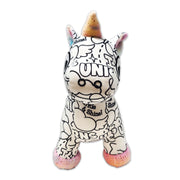 Front view of color-me unicorn plush toy