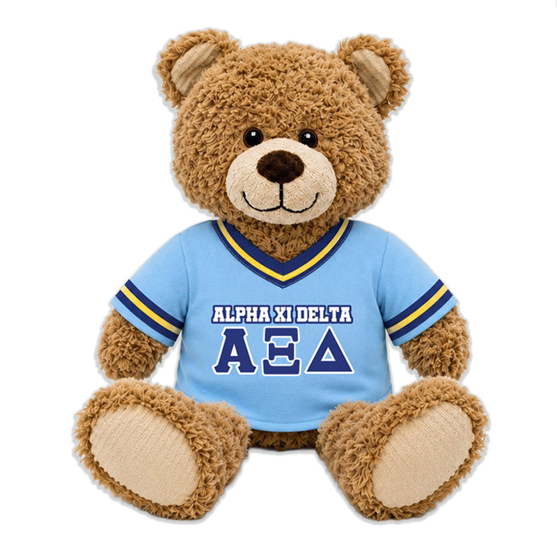Alpha Xi Delta 9” Brown Teddy Bear Plush • DestiWear™ • Eco Friendly