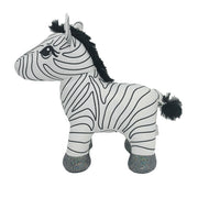 Plush zebra toy on a white background