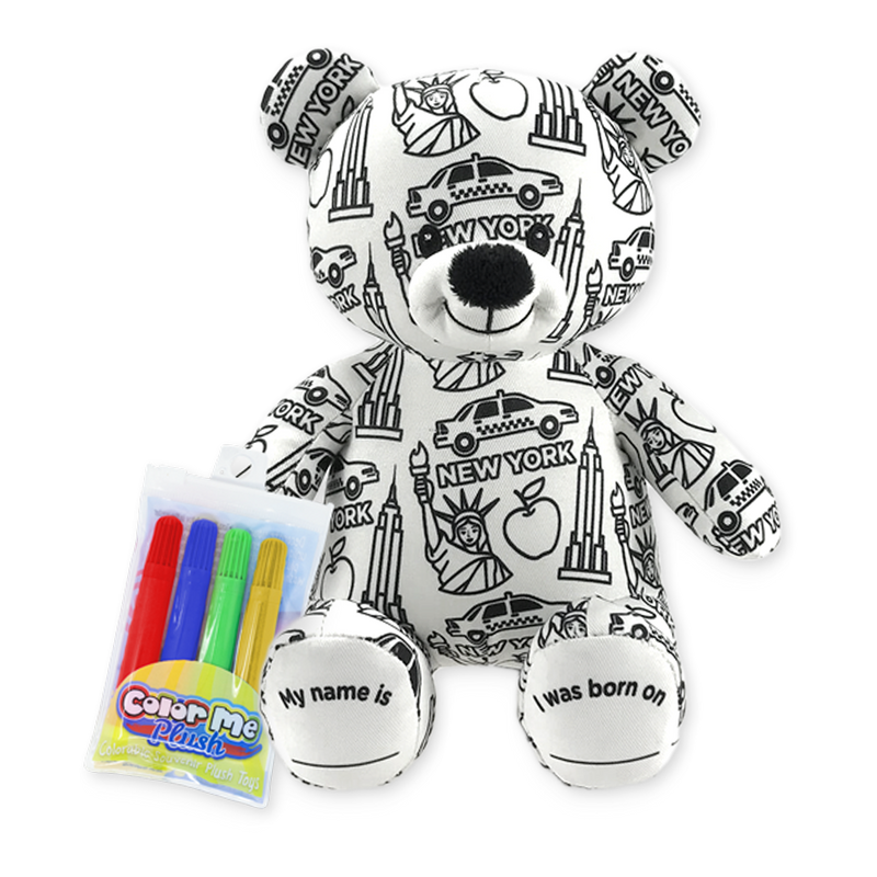 Front view - 8.5 inch New York color me plush teddy bear